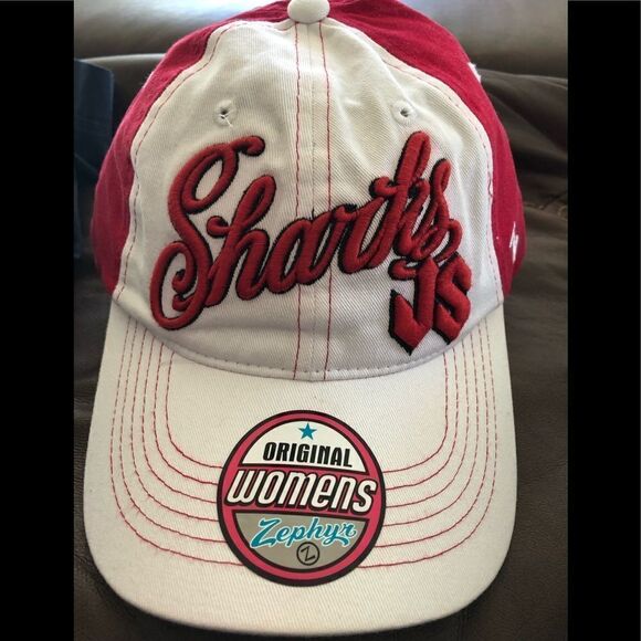 Zephyr Women’s Sharks JS Cap In Red & White One Size Fits Most NWT - Picture 1 of 7